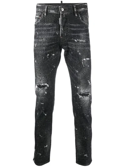Dsquared2 Skater Embellished Skinny Jeans In Black