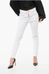Dsquared2 Light Washed Jeans With Logoed Buttons In White