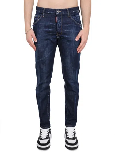 Dsquared2 Skater Stretch Cotton Denim Jeans In Blue