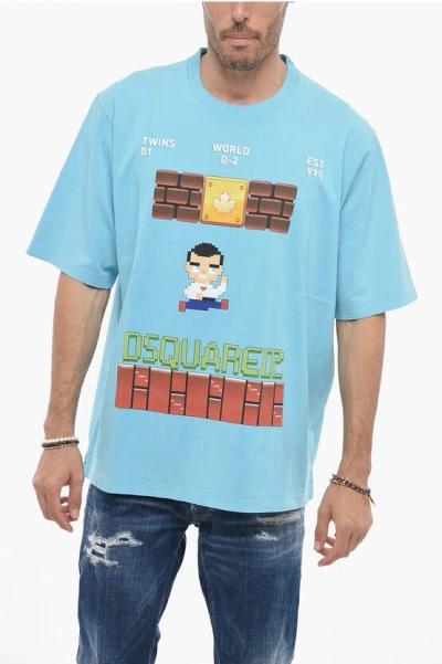 Dsquared2 Skater Fit T-shirt With Graphic Print In Blue