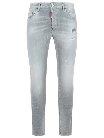 Dsquared2 'skater' Grey Cotton Denim Jeans In Gray