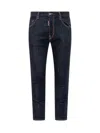 Dsquared2 Blue Jeans With Belt Loops And Logo Patch On The Rear In Denim Man In Blue