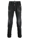 Dsquared2 Long Crotch Relax Denims With Distressed Detail In Black