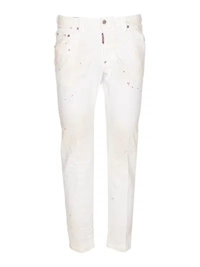 Dsquared2 White Bull Skater White Jeans In Silver