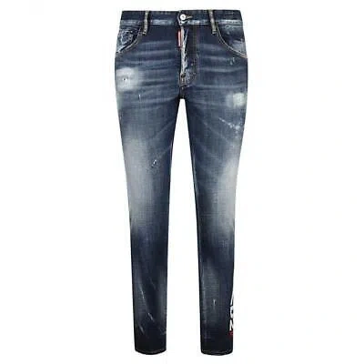 Pre-owned Dsquared2 Skater Jean Large Print Jeans In Blue