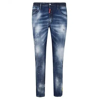 Pre-owned Dsquared2 Skater Jean Maple Leaf Tape Jeans In Blue