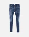Dsquared2 Cool Gut Blue Jeans With Belt Loops And All-over Painted Details In Denim Man
