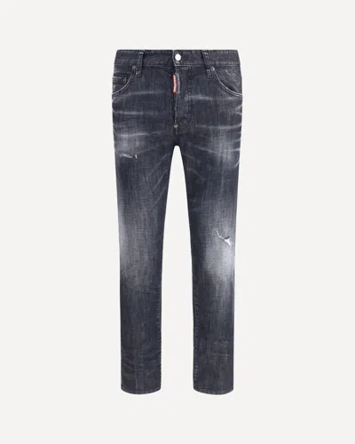 Dsquared2 Cool Gut Black Jeans With Belt Loops And Faded Effect In Denim Man In Multi