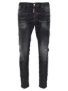 Dsquared2 Cool Gut Black Jeans With Belt Loops And Faded Effect In Denim Man