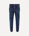 Dsquared2 Blue Jeans With Belt Loops And Logo Patch On The Rear In Denim Stretch Man In Blue