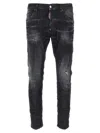 Dsquared2 Cool Gut Black Jeans With Belt Loops And Faded Effect In Denim Man In Black