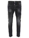 Dsquared2 Easy Black Wash Tidy Biker Black Stretch Cotton Denim Jeans In Black