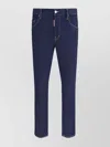 Dsquared2 Blue Jeans With Belt Loops And Logo Patch On The Rear In Denim Man In Blue