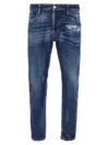 Dsquared2 Blue Jeans With Ripped Details And Logo Patch On The Rear In Denim Man In Blue