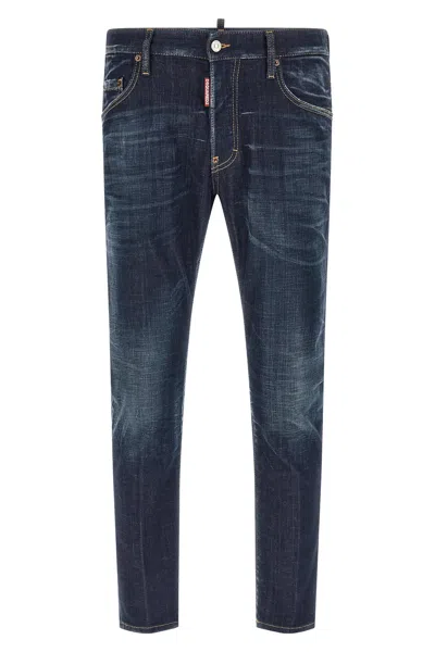 Dsquared2 Skater Jeans Belt Loops Contrast Stitching In Blue