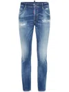 Dsquared2 Tapered-hose Im Distressed-look In Blue