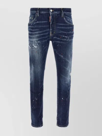 Dsquared2 Skater Jeans Distressed Faded Effect In Blue
