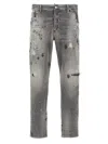Dsquared2 Distressed Skater Jeans Paint Splatter In Gray