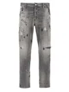 Dsquared2 Distressed Skater Jeans Paint Splatter In Gray