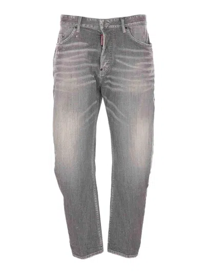 Dsquared2 Faded Grey Wash Denim Trousers In Gray
