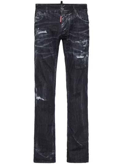 Dsquared2 Gerade Jeans Im Distressed-look In Schwarz