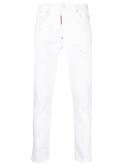 Dsquared2 Skater Paint-splatter Skinny Jeans In White