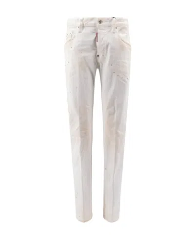 Dsquared2 Skater Paint-splatter Skinny Jeans In White
