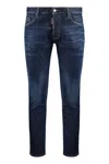 Dsquared2 Blue Jeans With Belt Loops And Logo Patch On The Rear In Denim Stretch Man