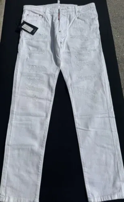 Pre-owned Dsquared2 Skater Style Jeans Crotch Slim Bottom /slim Jean White Size 48 Eu