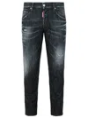 Dsquared2 Cool Gut Black Jeans With Belt Loops And Faded Effect In Denim Man In Black