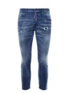 Dsquared2 Skater Worn Effect Slim Fit Blue Jeans