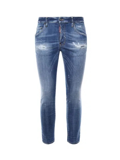 Dsquared2 Skater Worn Effect Tapered Blue Jeans