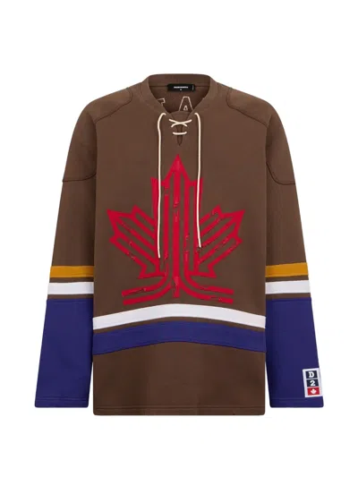 Dsquared2 Ski Leaf Lace-up Sweatshirt In Multi