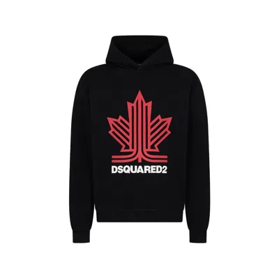 Dsquared2 Ski Leaf Relaxed Hoodie In Black