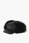 Dsquared2 Ski Solid Color Nylon Cap With Real Fur Details
