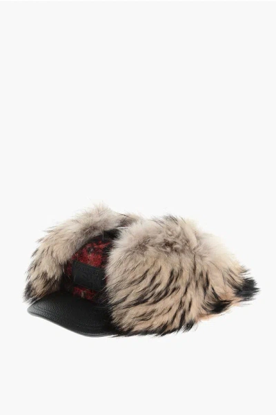 Dsquared2 Ski Wool Cap With Real Fur Detail