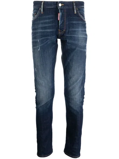 Dsquared2 Skinny Cotton Trousers In Blue