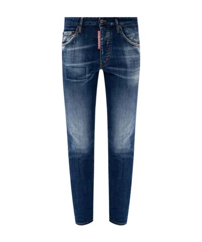 Dsquared2 Skinny Cropped Distressed Jeans In Blue