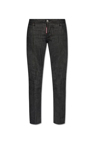 Dsquared2 Low-rise Cropped Skinny Jeans In Black