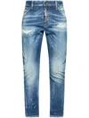 Dsquared2 Logo Patch Distressed Skinny Jeans In Blue