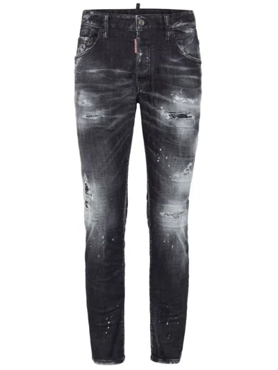 Dsquared2 Skinny Jeans With Distressed Whiskering In Black