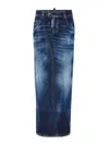 Dsquared2 Medium Wash Denim Maxi Skirt With Front Split In Blue