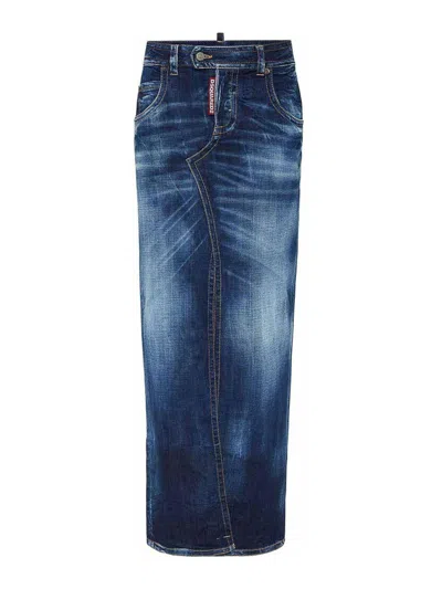 DSQUARED2 FALDA SEMILARGA - AZUL