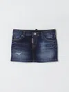 Dsquared2 Minigonna In Denim Blu Scuro Con Rotture In Blue