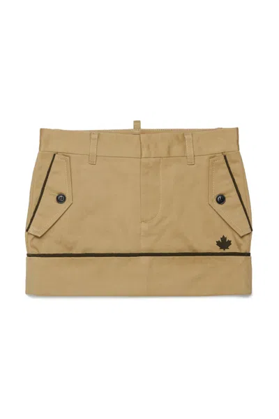 Dsquared2 Kids' Skirt With Patch Pockets In Brown