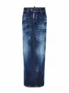 Dsquared2 Medium Wash Denim Maxi Skirt With Front Split In Blue
