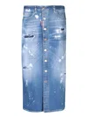 Dsquared2 Distressed-effect Denim Midi Skirt In Blue