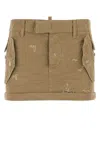 Dsquared2 Beige Short Skirt With Distressed Effect In Green