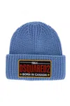 Dsquared2 Wool Beanie With Embroidered Patch In Blue