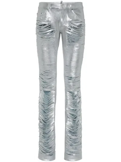 Dsquared2 Slashes Jeans In Silver